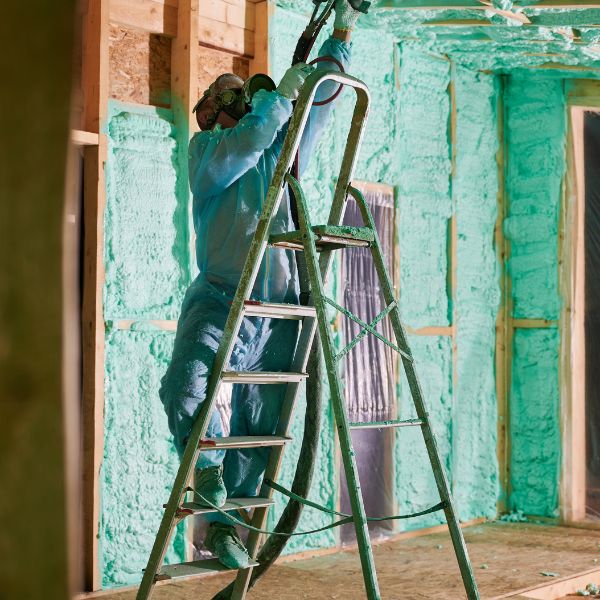 Man spraying foam insulation